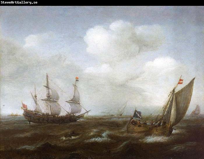 Hendrik Cornelisz. Vroom A Dutch Ship and Fishing Boat in a Fresh Breeze